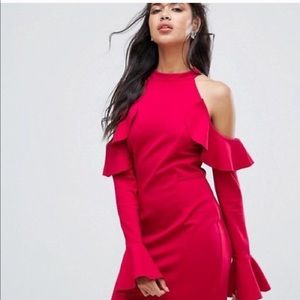 Free people raspberry cold shoulder dress